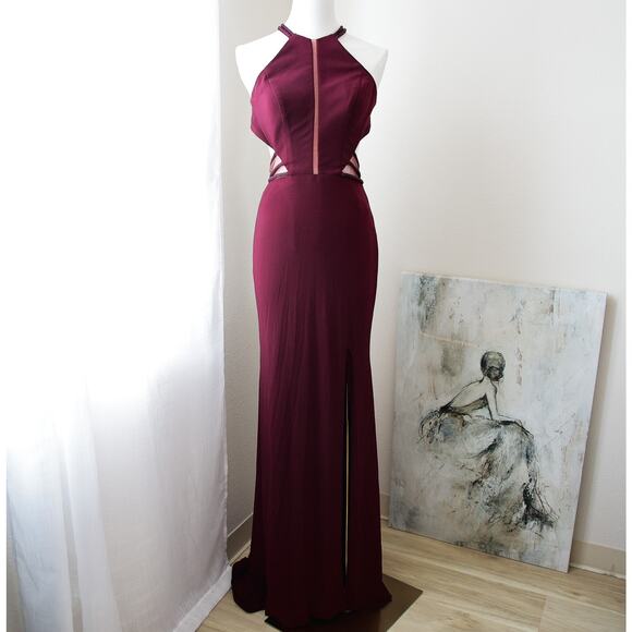 Glamour by Terani Couture Wine Burgundy Beaded ball gown size 2 XS - Picture 4 of 8